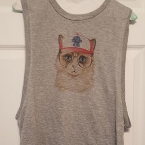 PBR Cat Muscle Tee Grey - NWOT